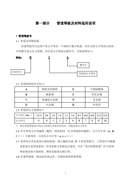 管道等级及材料选用准则