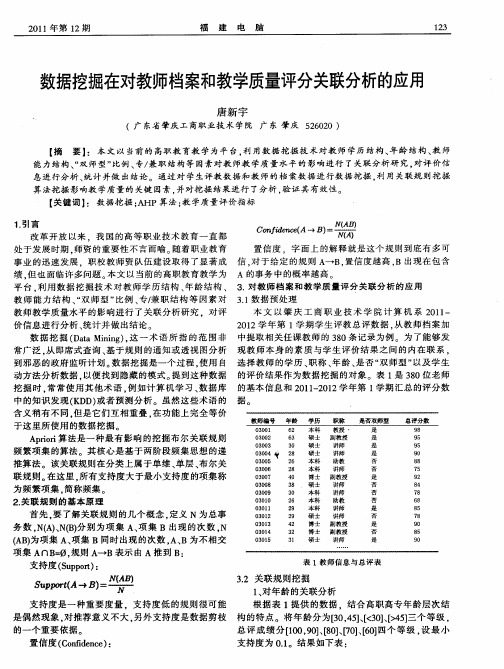 数据挖掘在对教师档案和教学质量评分关联分析的应用