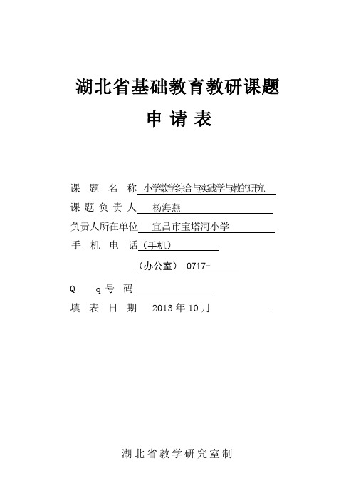 数学综合与实践课题申报表