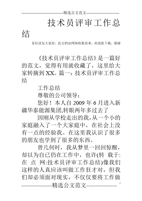 技术员评审工作总结