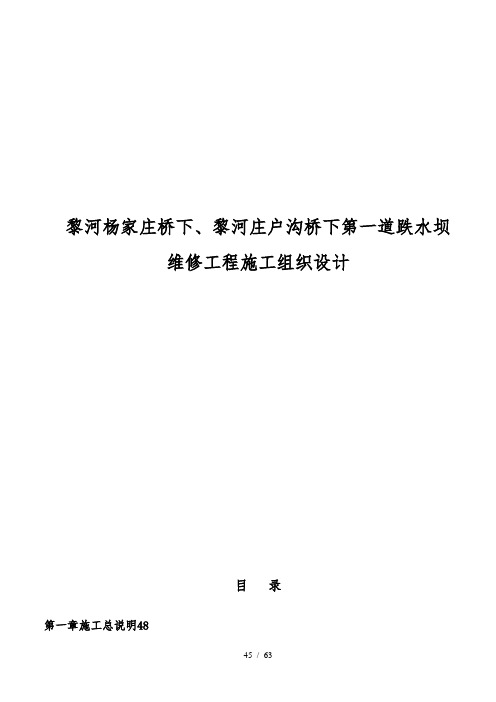 黎河杨家庄桥下、黎河庄户沟桥下第一道跌水坝施工组织设计