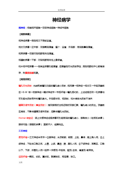 神经病学完整版重点总结材料