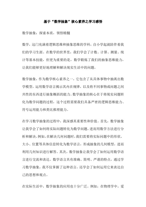 基于“数学抽象”核心素养之学习感悟 