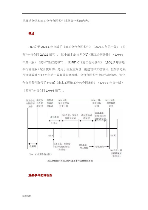 FIDIC《施工分包合同条件》之一概述及重要事件的流程图、定义和解释