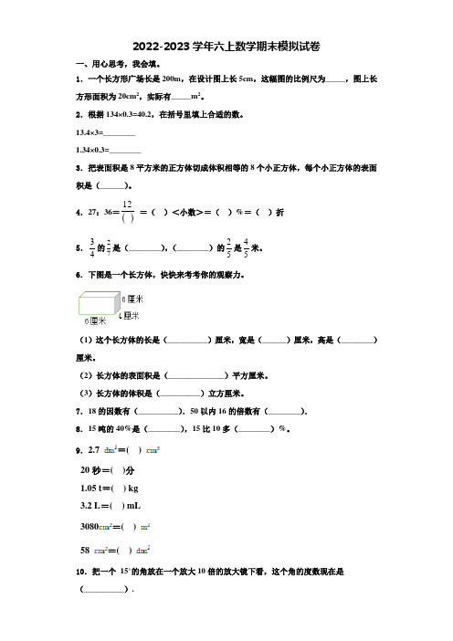 广西贵港市2022年六年级数学第一学期期末学业水平测试试题含解析