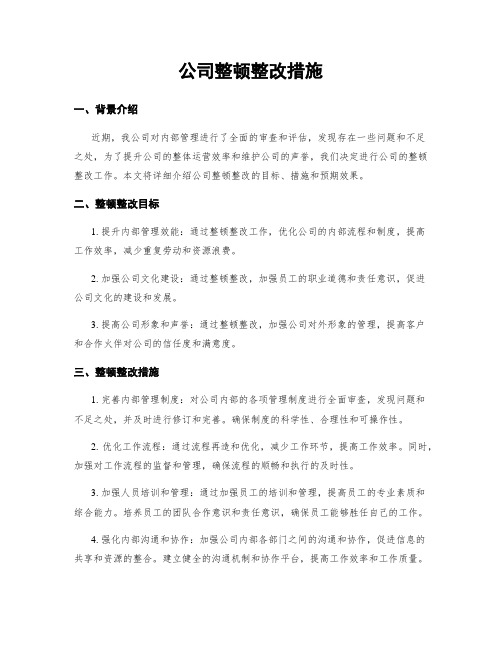 公司整顿整改措施