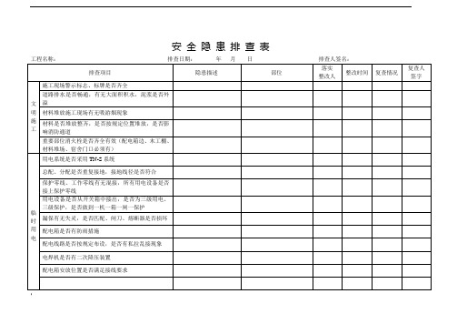 公路工程施工现场安全隐患排查表