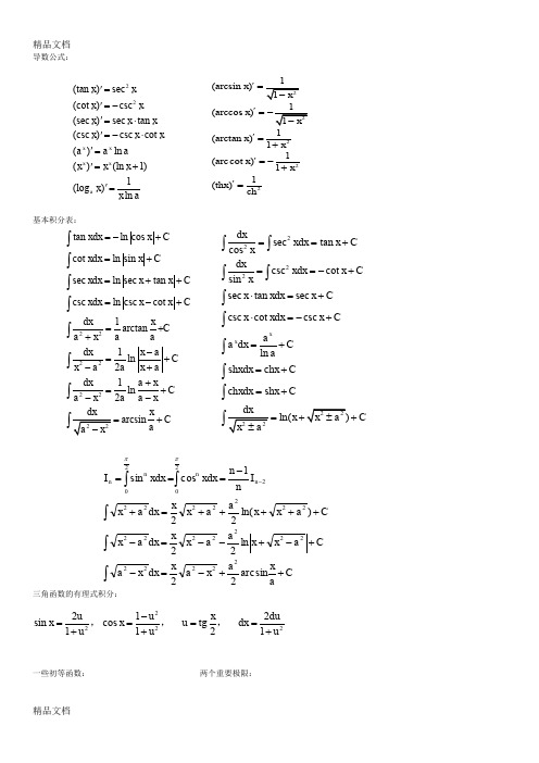 (整理)微积分公式大全