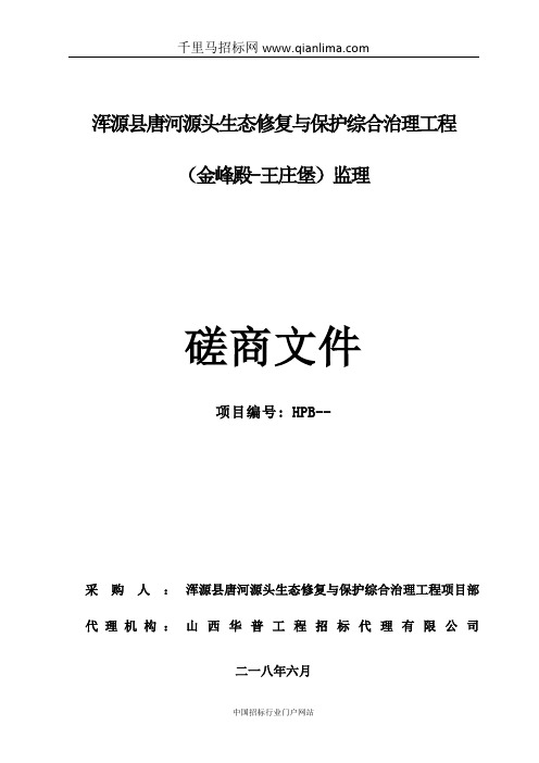 生态修复与保护综合治理工程监理招投标书范本