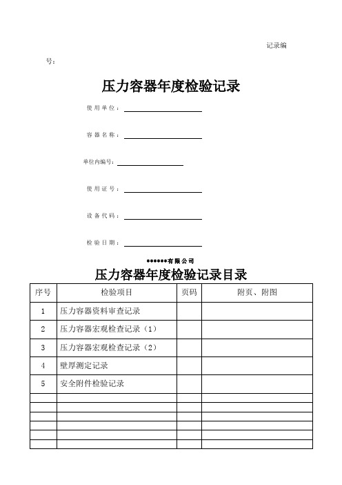 压力容器年度检验记录表