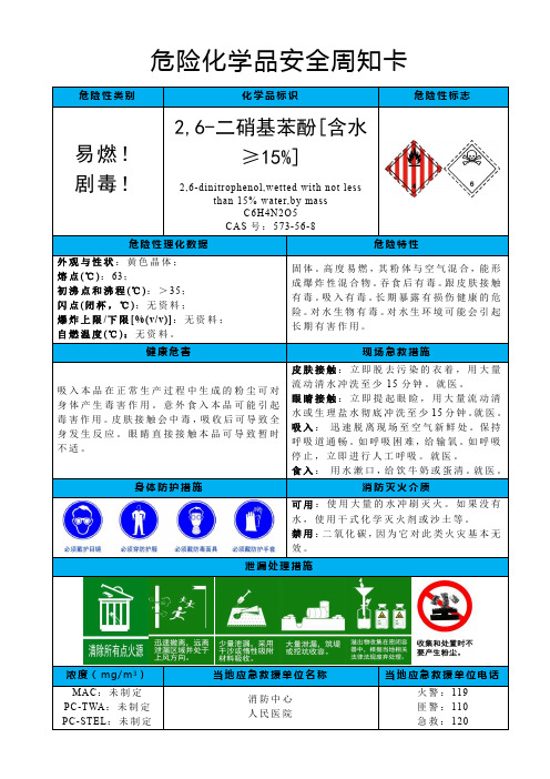 2,6-二硝基苯酚[含水≥15%]-危险化学品安全周知卡