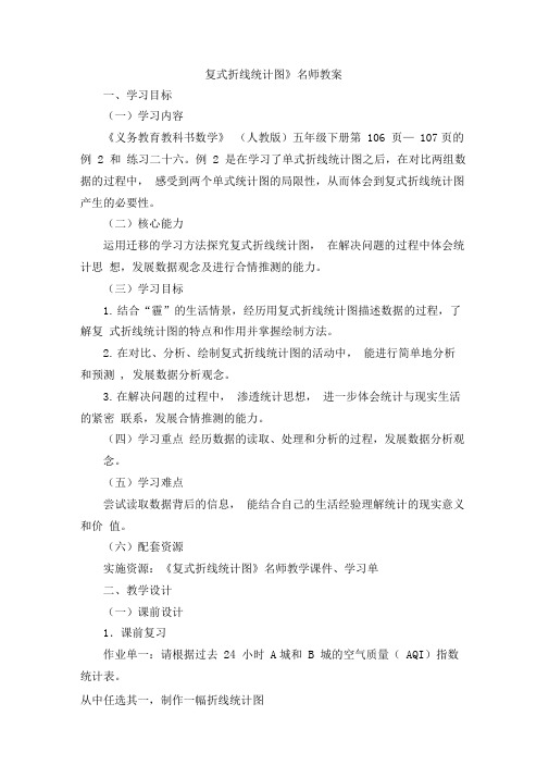 部编新人教版小学五年级下册数学《复式折线统计图》名师教案