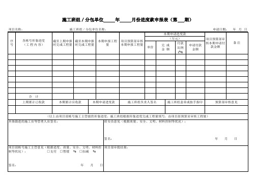 班组进度款申请表