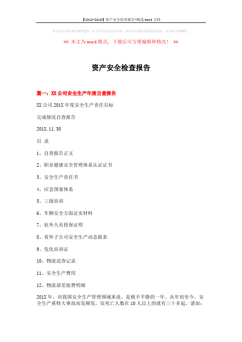 【2018-2019】资产安全检查报告-精选word文档 (6页)