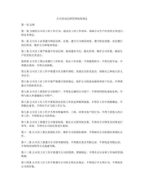 公司劳动纪律管理制度规定