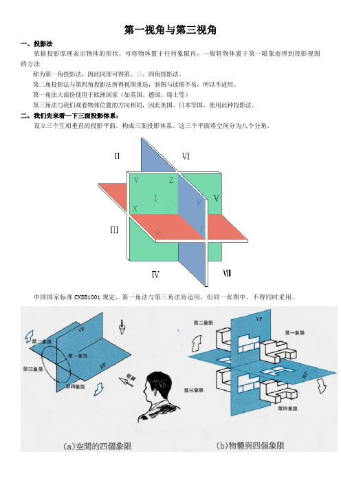 画法几何：第一视角与第三视角的区别