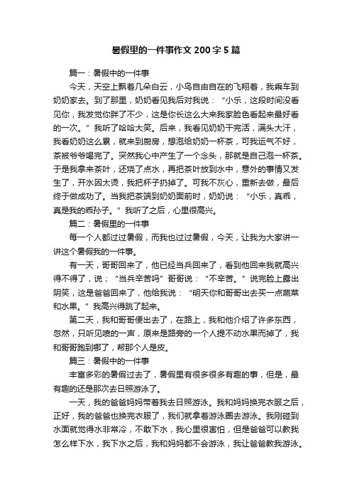 暑假里的一件事作文200字5篇