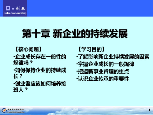 MBA必修课第10章新企业的持续发展