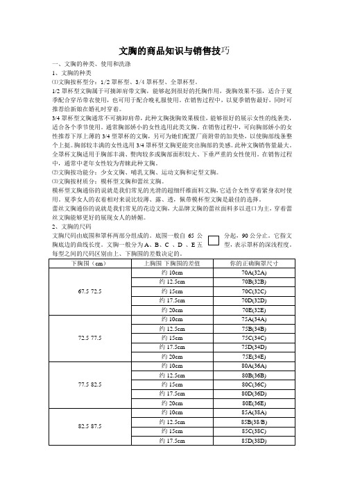 文胸的商品知识与销售技巧