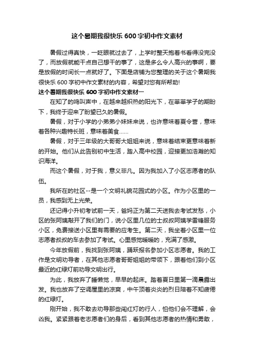 这个暑期我很快乐600字初中作文素材