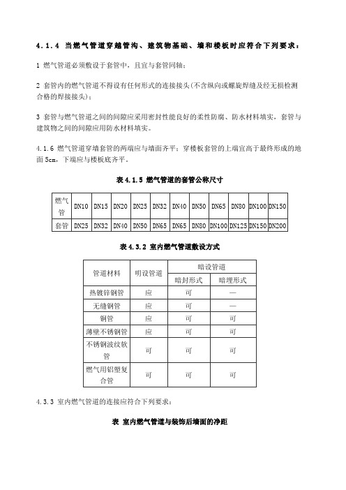 燃气设计常用规范与表格