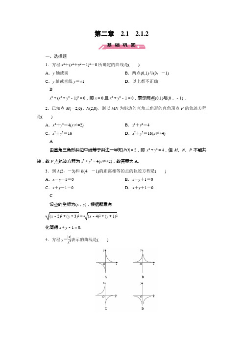 人教新课标版数学高二-人教B版选修2-1练习 由曲线求它的方程、由方程研究曲线的性质