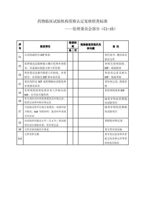 国家药物临床试验机构三年复查标准