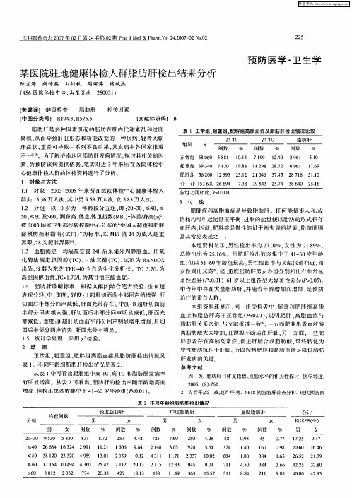 某医院驻地健康体检人群脂肪肝检出结果分析