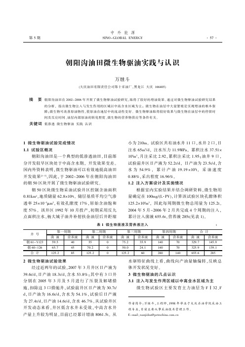 朝阳沟油田微生物驱油实践与认识