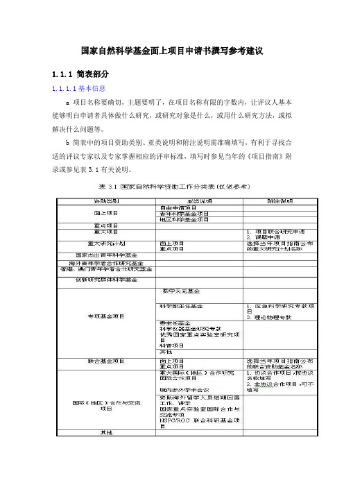 国家自然科学基金面上项目申请书撰写参考建议Word文档