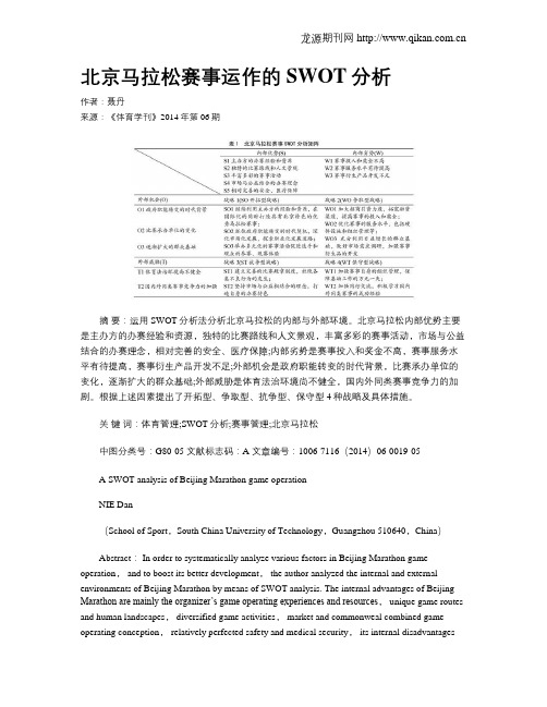 北京马拉松赛事运作的SWOT分析