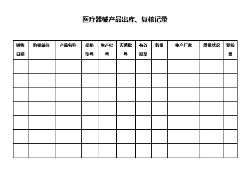 医疗器械质量管理记录表格(横表)