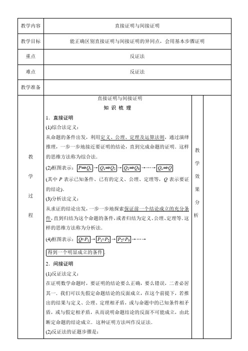 直接证明与间接证明 知识点+例题+练习