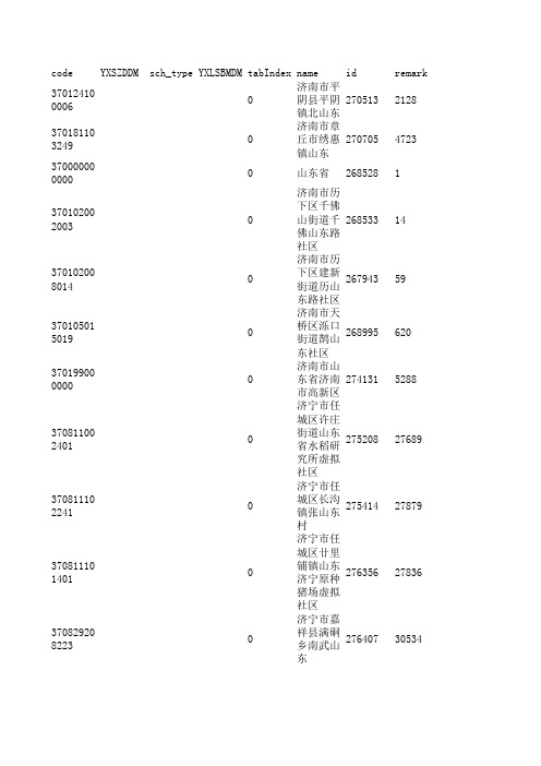 乡镇、街道区划代码