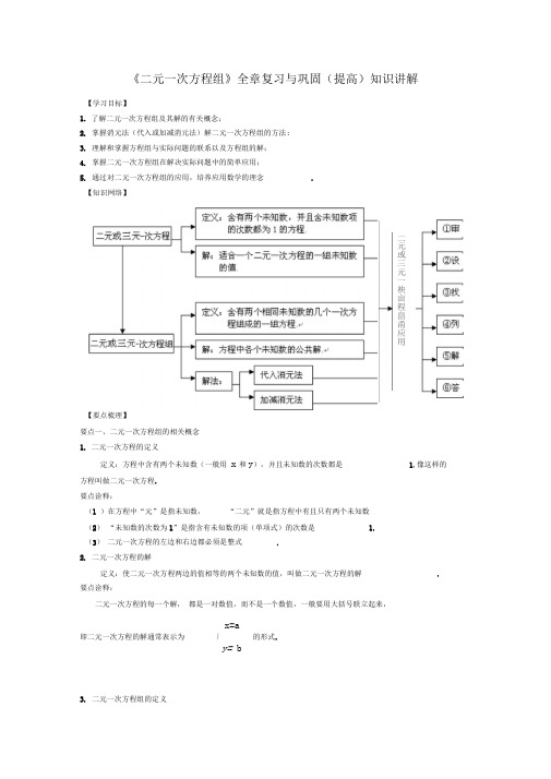 《二元一次方程组》全章复习与巩固知识讲解