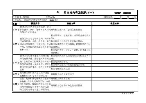 GMP自检内容及记录