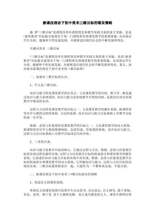 新课改理念下初中美术三维目标的落实策略