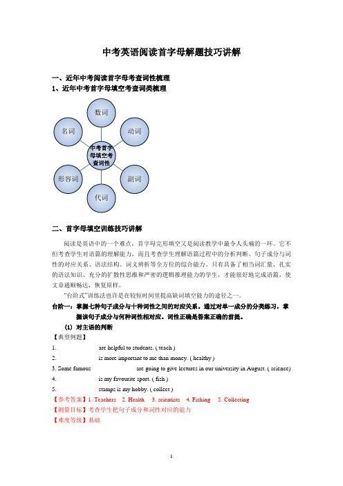 中考英语阅读首字母解题技巧讲解+练习(含答案)