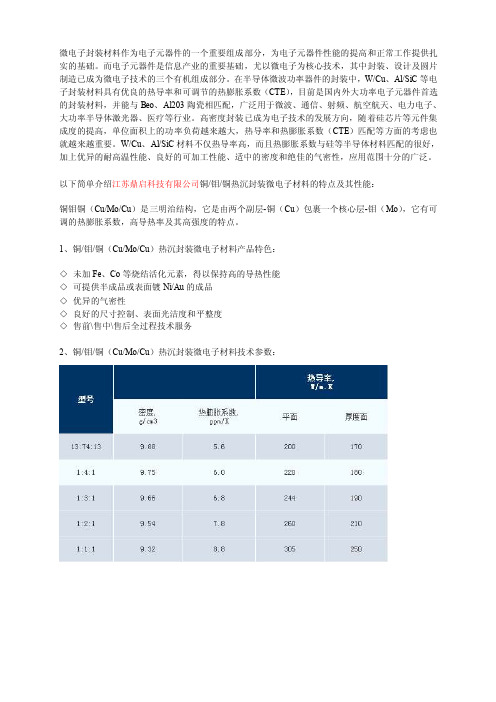 微电子封装材料-铜钼铜热沉封装微电子材料的特点及用途