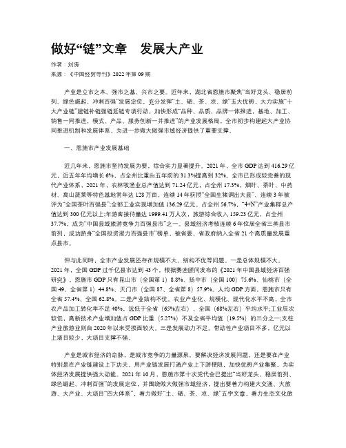 做好“链”文章　发展大产业 