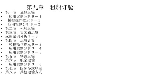 第九章  租船订舱  《国际贸易实务模拟操作教程》PPT课件