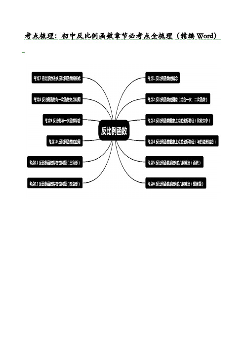 中考考点梳理：反比例函数12个必考点全梳理(练习版)