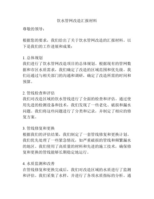 饮水管网改造汇报材料