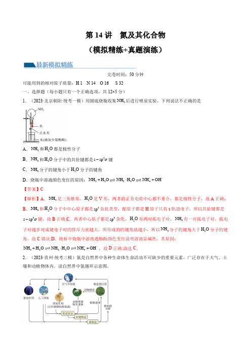 第14讲氮及其化合物(练习)-2025年高考化学一轮复习讲练测(新教材新高考)