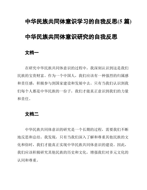 中华民族共同体意识学习的自我反思(5篇)