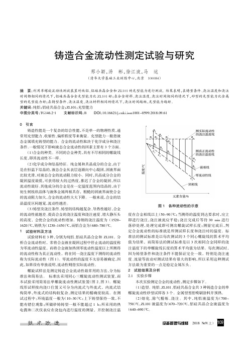 铸造合金流动性测定试验与研究