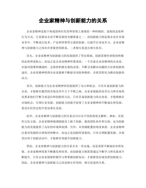 企业家精神与创新能力的关系