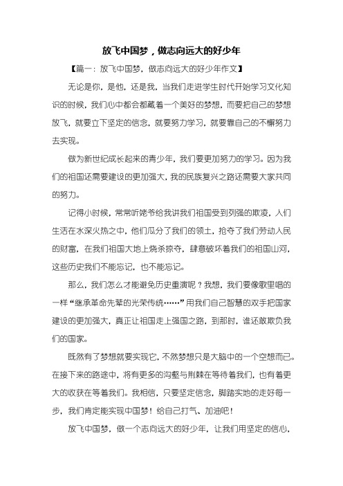 励志作文：放飞中国梦,做志向远大的好少年作文