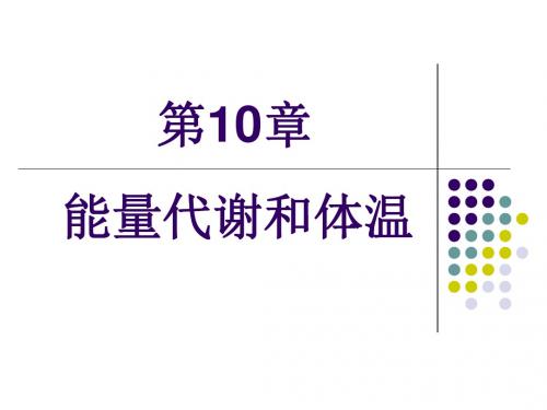 生理学课程之10章 能量代谢和体温