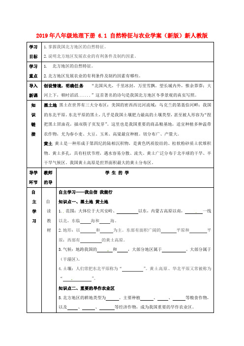 2019年八年级地理下册 6.1 自然特征与农业学案(新版)新人教版.doc